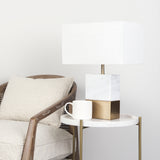 Mercana Stella Accent Table White Marble | Gold Metal