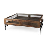 Mercana Arelius Coffee Table | Square Medium Brown | Black Metal | Square