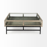 Mercana Arelius Coffee Table | Square Gray Wood | Black Metal | Square