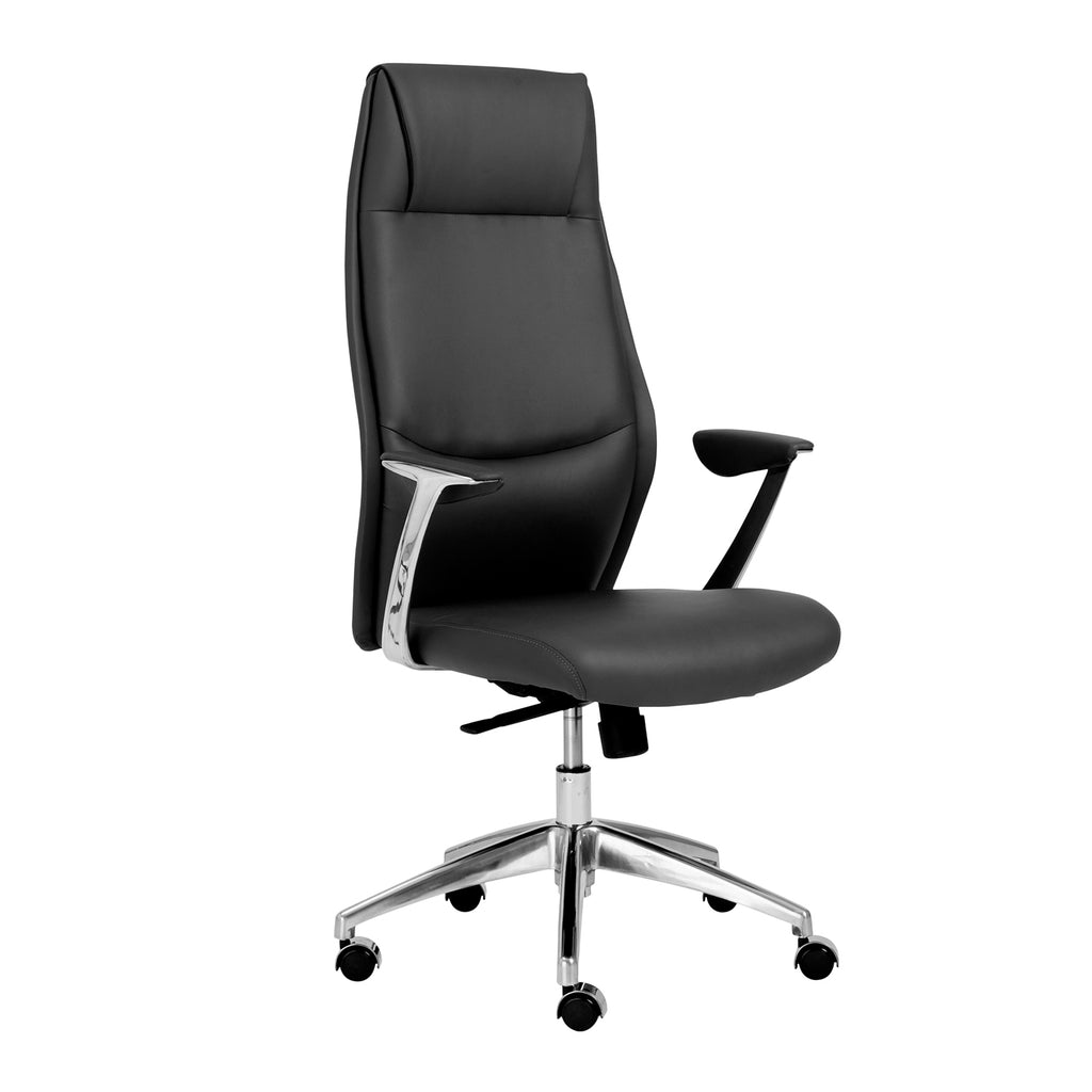 Crosby High Back Office Chair in Black with Polished Aluminum Base