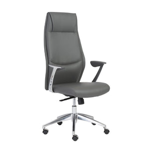 Crosby High Back Office Chair in Gray with Polished Aluminum Base