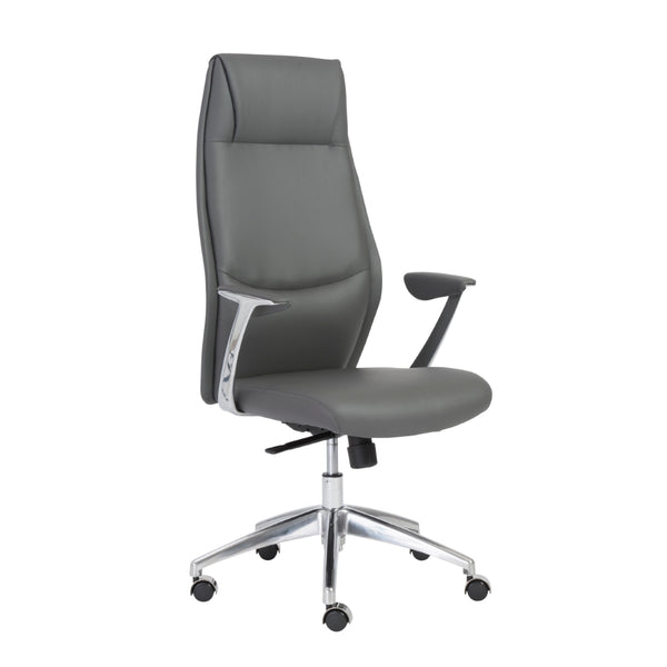 Crosby High Back Office Chair in Gray with Polished Aluminum Base