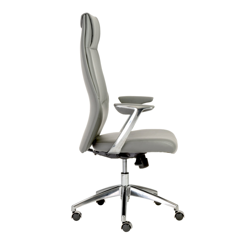Crosby High Back Office Chair in Gray with Polished Aluminum Base