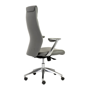 Crosby High Back Office Chair in Gray with Polished Aluminum Base