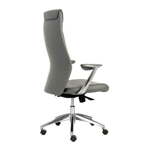 Crosby High Back Office Chair in Gray with Polished Aluminum Base