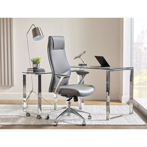 Crosby High Back Office Chair in Gray with Polished Aluminum Base