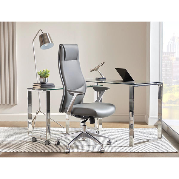 Crosby High Back Office Chair in Gray with Polished Aluminum Base