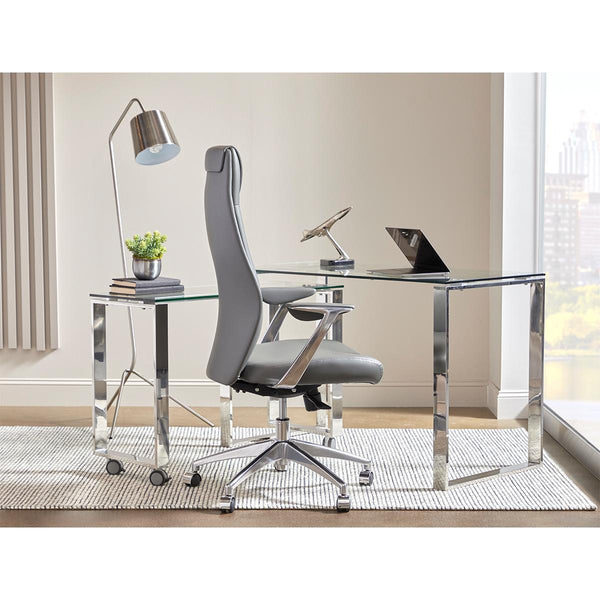 Crosby High Back Office Chair in Gray with Polished Aluminum Base