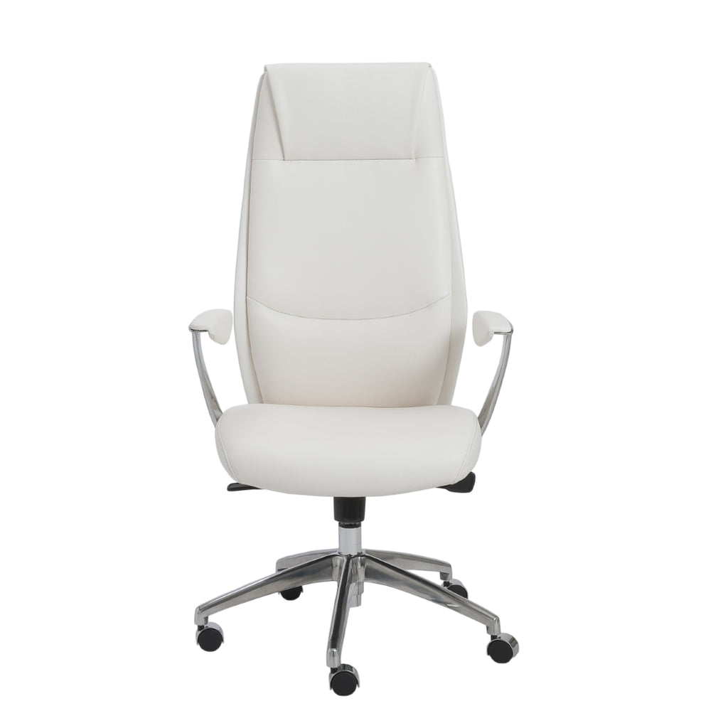 Crosby High Back Office Chair in White with Polished Aluminum Base