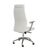 Crosby High Back Office Chair in White with Polished Aluminum Base