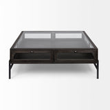 Mercana Arelius Coffee Table | Square Black-Brown Wood | Black Metal | Square