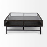 Mercana Arelius Coffee Table | Square Black-Brown Wood | Black Metal | Square