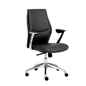 Crosby Low Back Office Chair in Black with Polished Aluminum Base