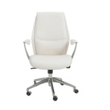 Crosby Low Back Office Chair in White with Polished Aluminum Base