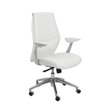Crosby Low Back Office Chair in White with Polished Aluminum Base