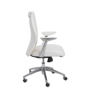 Crosby Low Back Office Chair in White with Polished Aluminum Base