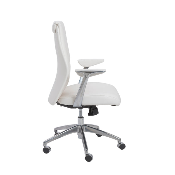Crosby Low Back Office Chair in White with Polished Aluminum Base