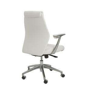 Crosby Low Back Office Chair in White with Polished Aluminum Base