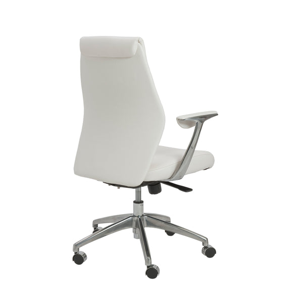 Crosby Low Back Office Chair in White with Polished Aluminum Base