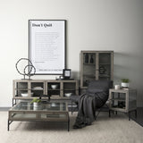 Mercana Arelius Coffee Table | Square Gray Wood | Black Metal | Square