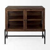 Mercana Arelius Accent Cabinet Medium Brown Wood | Black Metal