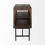 Mercana Arelius Accent Cabinet Medium Brown Wood | Black Metal