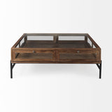 Mercana Arelius Coffee Table | Square Medium Brown | Black Metal | Square