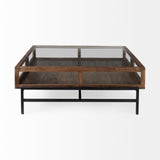 Mercana Arelius Coffee Table | Square Medium Brown | Black Metal | Square