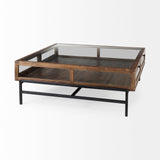 Mercana Arelius Coffee Table | Square Medium Brown | Black Metal | Square