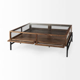 Mercana Arelius Coffee Table | Square Medium Brown | Black Metal | Square