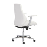 Bergen Low Back Office Chair in White with Chromed Steel Base