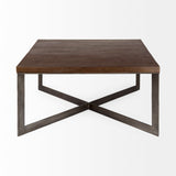 Mercana Faye Coffee Table Dark Brown Wood | Nickel Metal