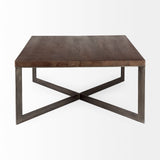 Mercana Faye Coffee Table Dark Brown Wood | Nickel Metal