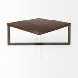 Mercana Faye Coffee Table Dark Brown Wood | Nickel Metal