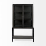 Mercana Arelius Cabinet Dark Brown Wood | Black Metal