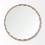 Mercana Gambit Wall Mirror Light Brown Wood | 46" Round