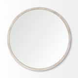 Mercana Gambit Wall Mirror White Wash Wood | 46" Round