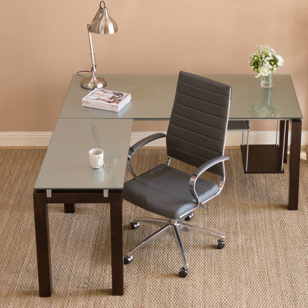 Axel High Back Office Chair in Gray with Aluminum Base