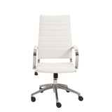 Axel High Back Office Chair in White with Aluminum Base