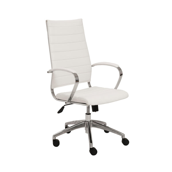 Axel High Back Office Chair in White with Aluminum Base