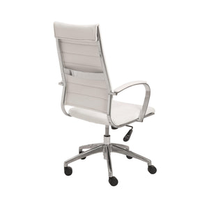 Axel High Back Office Chair in White with Aluminum Base