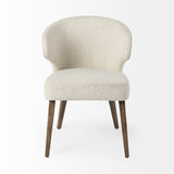 Mercana Niles Dining Chair Cream Fabric | Medium Brown Wood