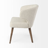 Mercana Niles Dining Chair Cream Fabric | Medium Brown Wood