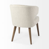 Mercana Niles Dining Chair Cream Fabric | Medium Brown Wood