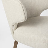 Mercana Niles Dining Chair Cream Fabric | Medium Brown Wood