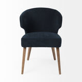 Mercana Niles Dining Chair Navy Blue Fabric | Medium Brown Wood