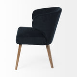 Mercana Niles Dining Chair Navy Blue Fabric | Medium Brown Wood