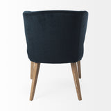 Mercana Niles Dining Chair Navy Blue Fabric | Medium Brown Wood