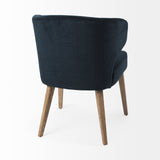 Mercana Niles Dining Chair Navy Blue Fabric | Medium Brown Wood