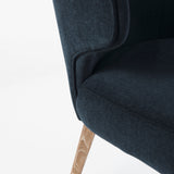 Mercana Niles Dining Chair Navy Blue Fabric | Medium Brown Wood